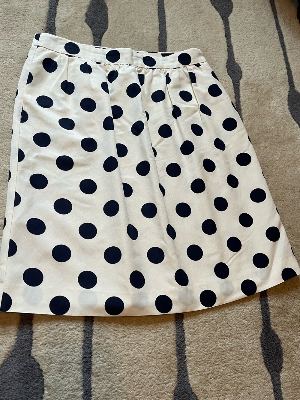 J. Crew White A-Line Skirt with Black Polka Dots